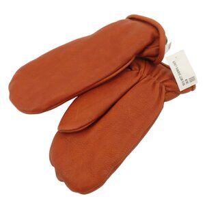 VTG WB Place Adult Medium Brown Leather Sherpa Lined Mittens Winter Retro NEW